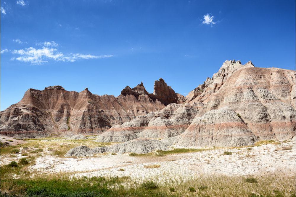 Badlands National Park multi-colored layered rock formations