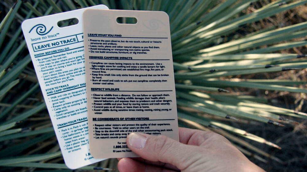convenient reference cards explain the Leave No Trace Seven Principles