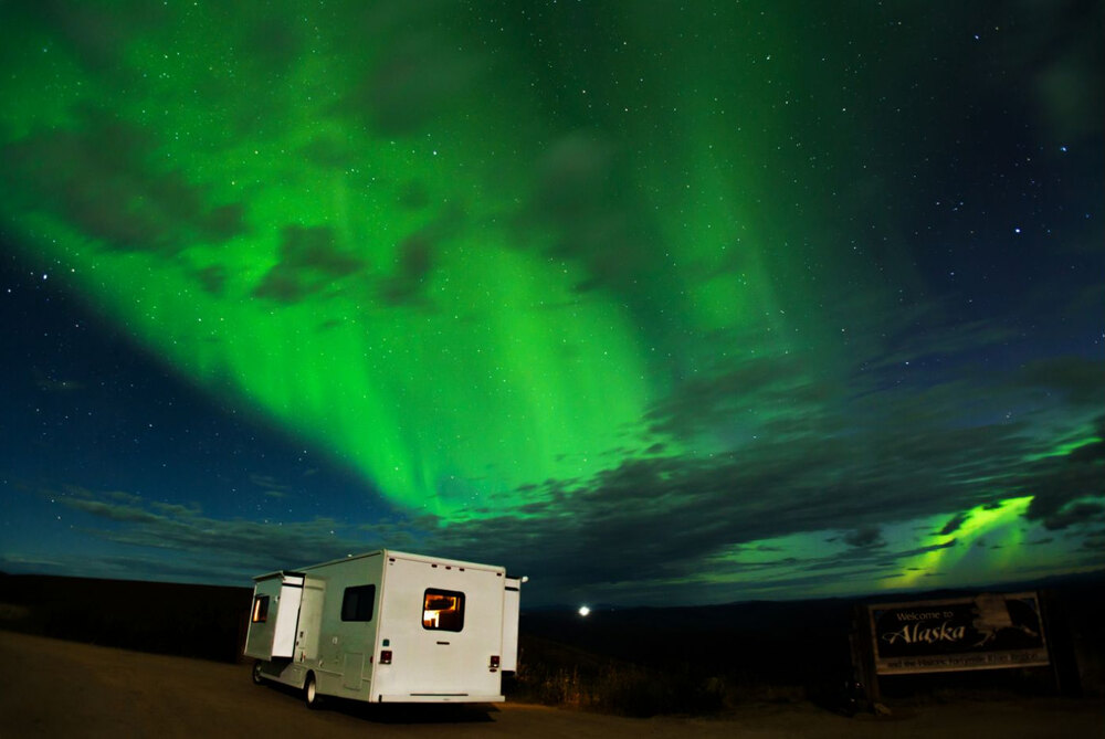 Northern Lights putting on a dazzling display along the Yukon/Alaska border