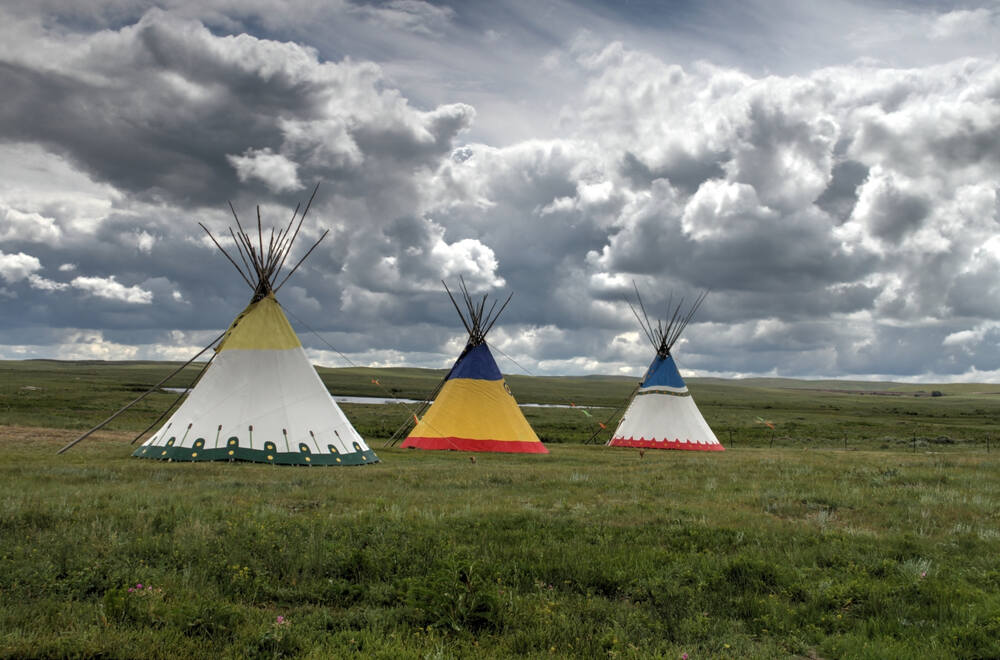 image of tee pees on The Blackfeet Indian Reservation in Glacier National Park in Montana