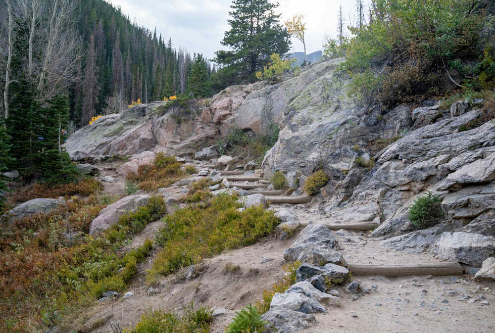 Bear Lake to Emerald Lake hiking trail that cuts through other lakes as well, including Nymph Lake and Dream Lake.
