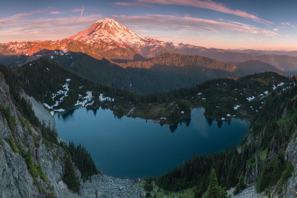 Mount Rainier and Eunice Lake as seen from Tolmie Peak