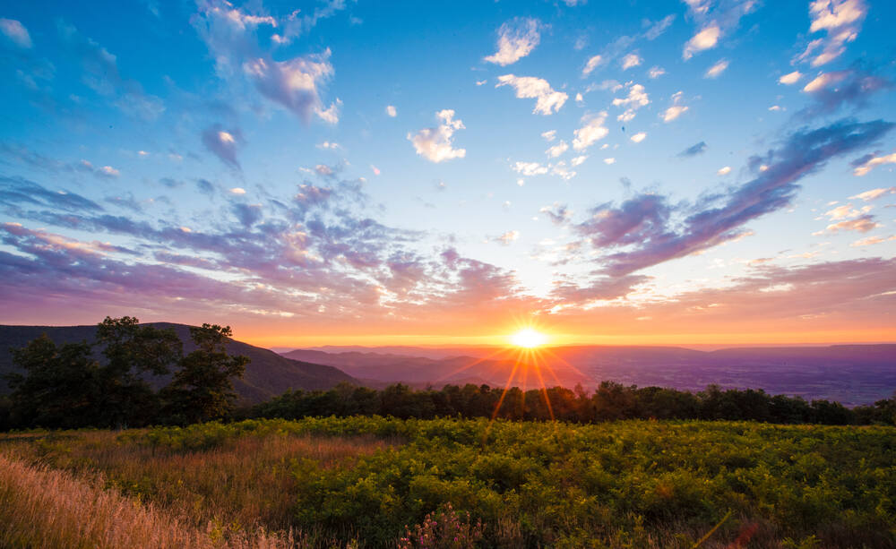 An incredible sunset at the Spitler Knoll Overlook along the Skyline Drive